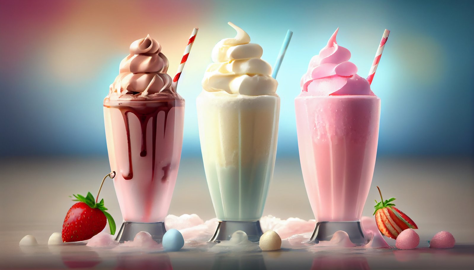 Indulgent milkshakes desserts sweet chocolate, berry fruits, creamy refreshment , generative AI